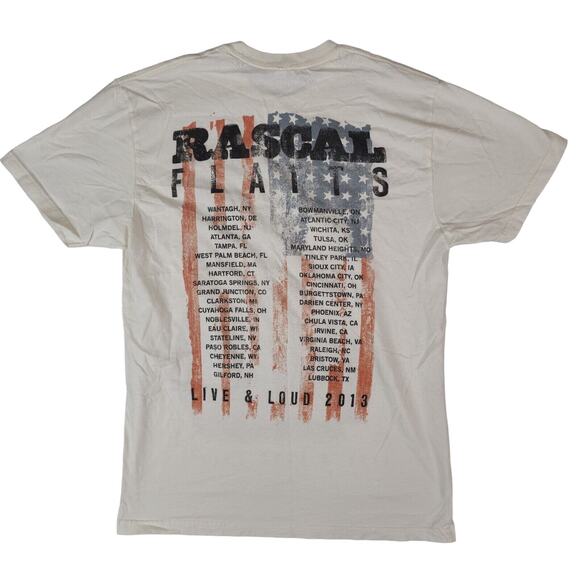 Rascal Flatts Live & Loud 2013 Tour Concert T-Shirt Ivory Mens Medium - Picture 2 of 8
